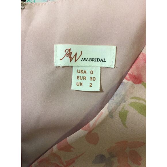 AW BRIDAL 0 XS Peach Blossom floral Breeze pink Celia formal maxi dress NEW 0b10 - Picture 8 of 9